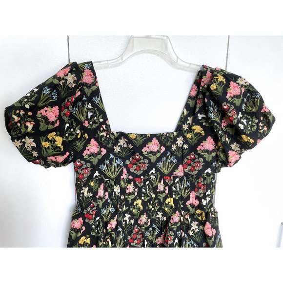 NWT Agua Bendita Caramelo Magdalena Night Cotton Mini Dress Black Floral Print M - Picture 7 of 12